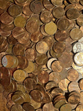 2 Lb bag LOW GRADE! Pre-1982 Copper Pennies: 95 percent Pure Lincoln Memorial Pennies! Wheat, Uncirculated, Canadian, & Foreign Possible!!