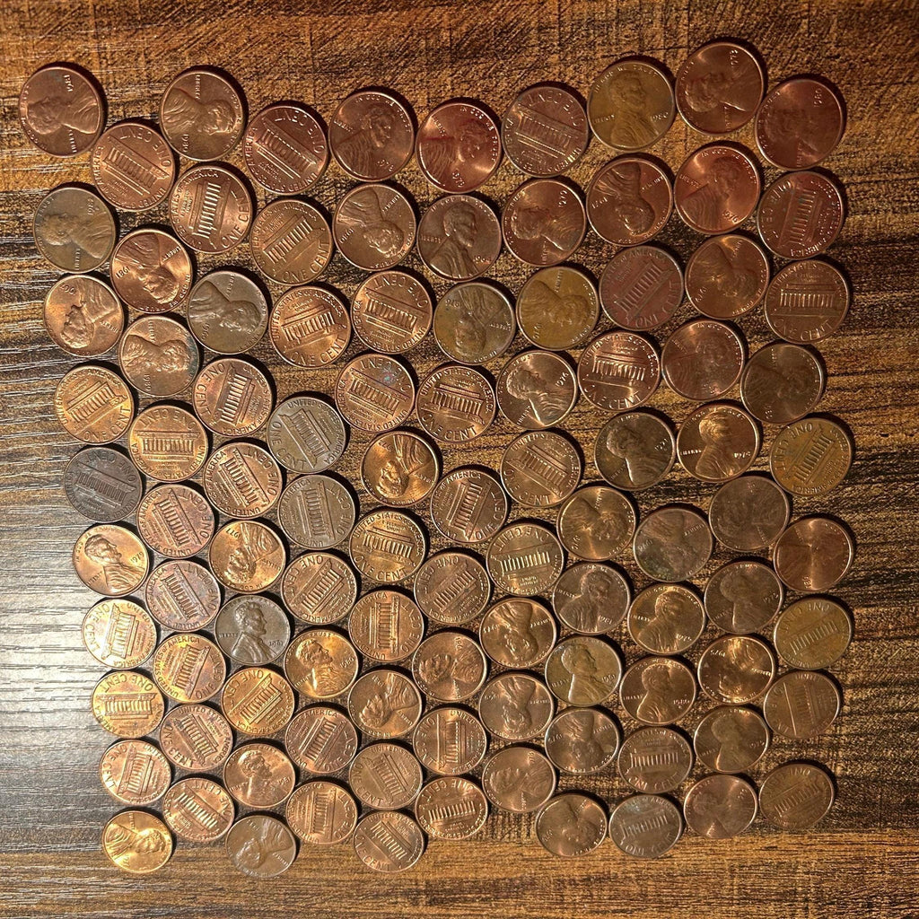2 Lb bag LOW GRADE! Pre-1982 Copper Pennies: 95 percent Pure Lincoln Memorial Pennies! Wheat, Uncirculated, Canadian, & Foreign Possible!!